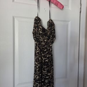 Ann Taylor Strapless Animal Print Dress - Black and Tan